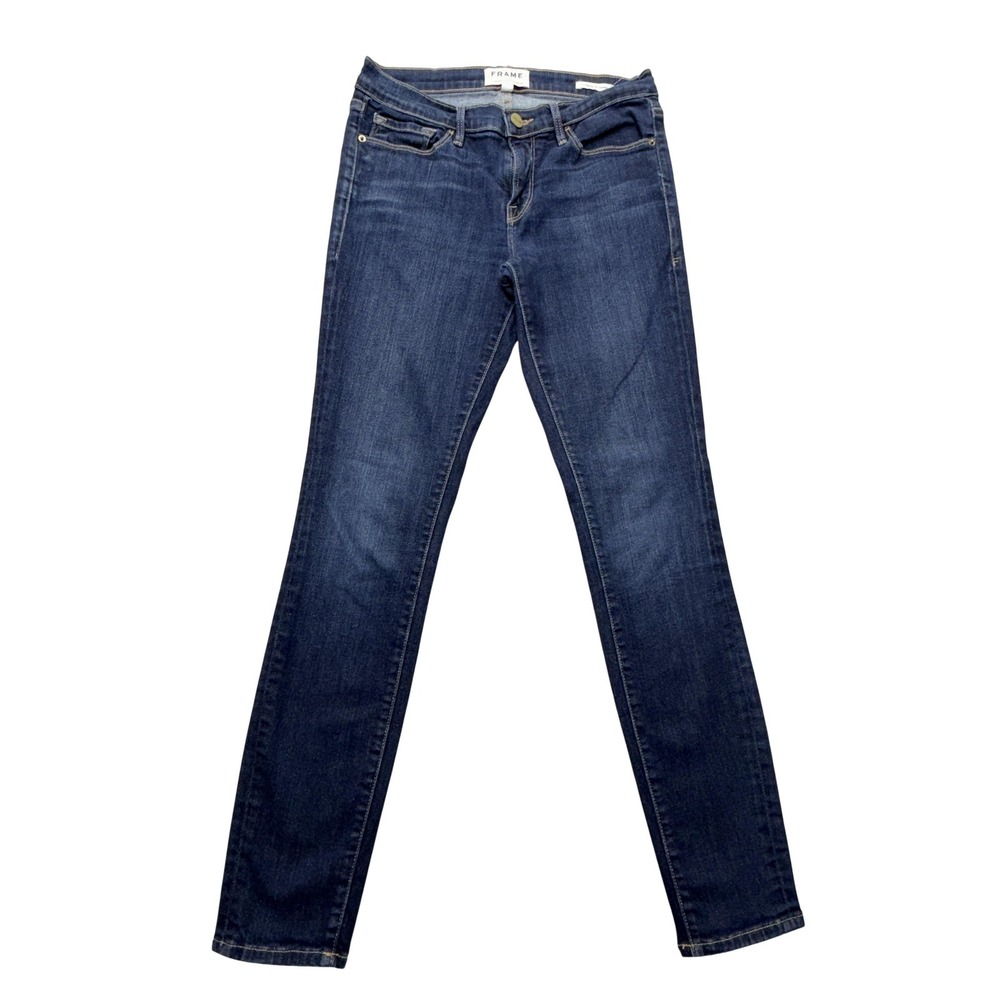 FRAME Le‎ Skinny de Jeanne Jeans Womens 28 Blue Dark Wash Stretch Mid Rise